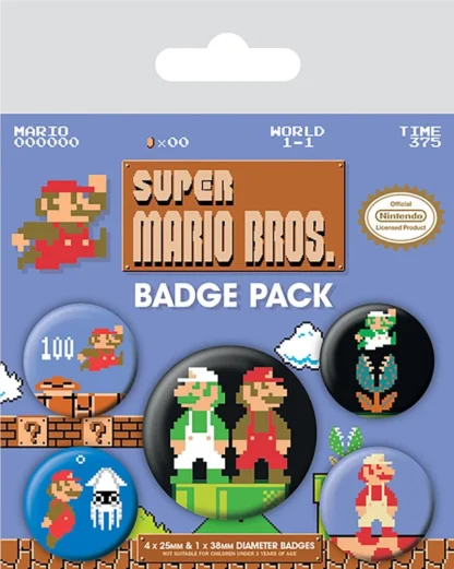 SUPER MARIO BROS BADGE PACK